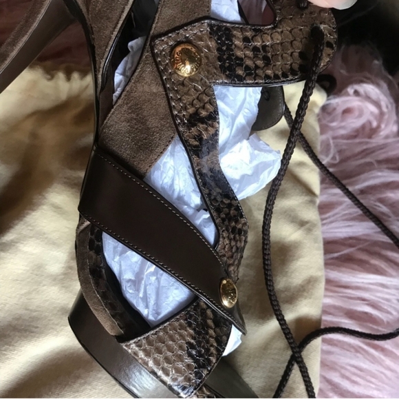 Louis Vuitton Suede/Snake Skin Lace up Heels - Picture 3 of 9